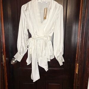 DO+BE Ivory Satin Wrap Top